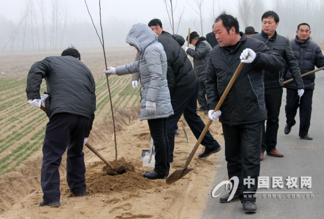 伯党乡开展义务植树活动