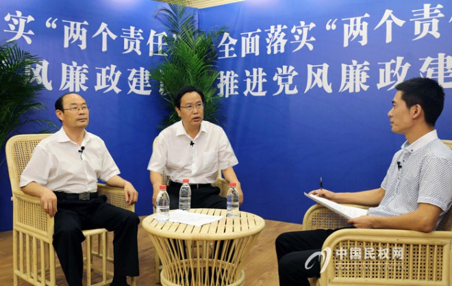 县领导姬脉常、刘博接受商丘广播电视台关于落实“两个责任”访谈