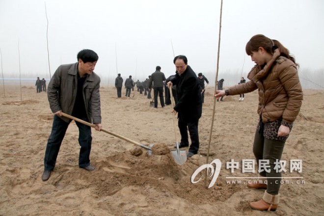 县四家领导带领机关干部开展义务植树活动